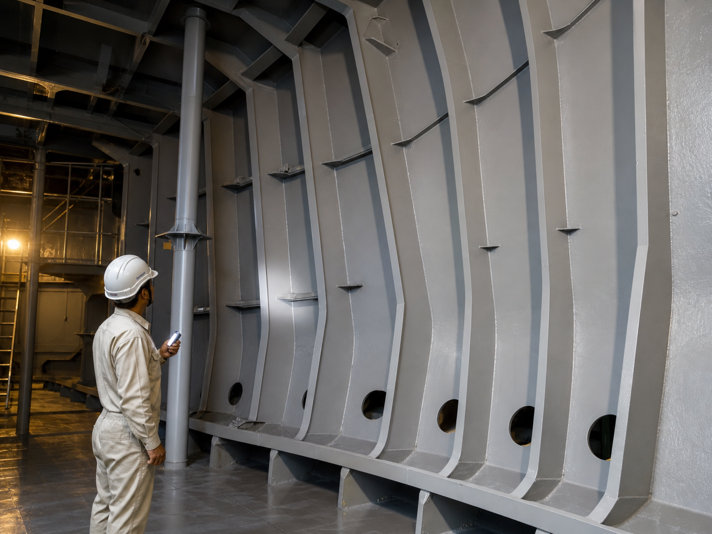 Ballast tank interior protected with epoxy marine coating